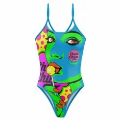 Maillot De Bain Femme 1 Pièce Otso Swimsuit Chupa Chups Warhool Bleu