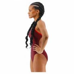 Maillot De Bain Femme 1 Pièce Tyr Lapped Cutoutfit Rouge -Équipement Natation Soldes unnamed file 1636