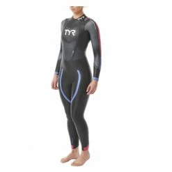 Combinaison De Triathlon Femme TYR Hurricane Cat 3 Noir/Rouge/Bleu