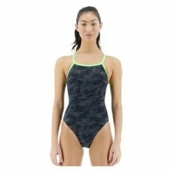Maillot De Bain 1 Pièce Femme Tyr Blackout Noir Vert Noir / Vert