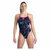 Maillot De Bain 1 Pièce Arena Allover Challenge Back Bleu Rose