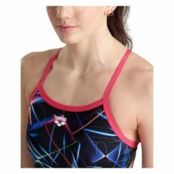 Maillot De Bain 1 Pièce Arena Allover Challenge Back Bleu Rose -Équipement Natation Soldes unnamed file 1712