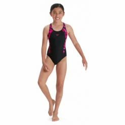 Maillot De Bain 1 Piece Enfant Speedo Splice Muscleback Noir Rose