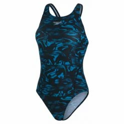 Speedo Maillot De Bain Femme Allover Recordbreaker Noir/Bleu Bleu / Rose