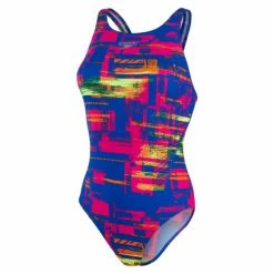 Speedo Maillot De Bain Femme Allover Recordbreaker Noir/Bleu Bleu / Rose -Équipement Natation Soldes unnamed file 2215