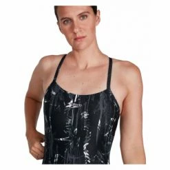 Maillot De Bain Femme Speedo Allover Rippleback Noir/Gris/Blanc -Équipement Natation Soldes unnamed file 2227