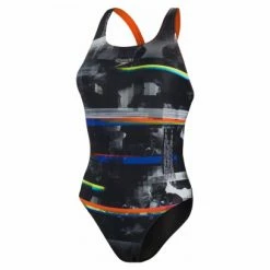 Speedo Maillot De Bain Femme End+ Placem Dig Powerb Noir Orange Noir / Rose