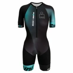 Combinaison Trifonction Manches Courtes Femme Santini X IronMan Ikaika Vert/Noir Noir / Vert