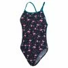 Maillot De Bain Femme Speedo Allover Dos En V Bleu/Flamands Roses