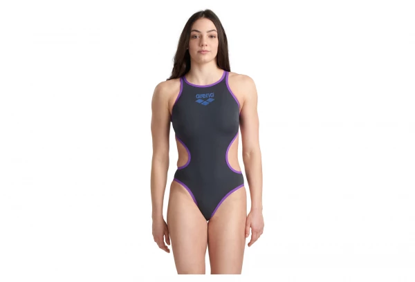 Arena Femme One Biglogo One Piece Blanc Gold Gris / Violet 3 Arena Femme One Biglogo One Piece Blanc Gold Gris / Violet – Image 3