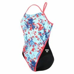 Maillot De Bain 1-Pièce Femme Michael Phelps Sakura Racing Back Bleu / Noir