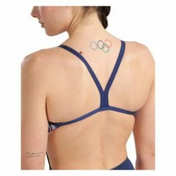 Maillot De Bain 1 Pièce Arena Marbled Challenge Back Bleu -Équipement Natation Soldes unnamed file 837