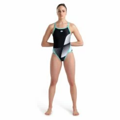 Maillot De Bain Femme Arena Icons Superfly Back Noir Bleu -Équipement Natation Soldes unnamed file 846